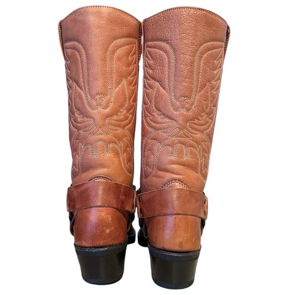 Frye Vintage Peach Eagle Harness Leather Mid Calf Boots Size 6 - Picture 4 of 13